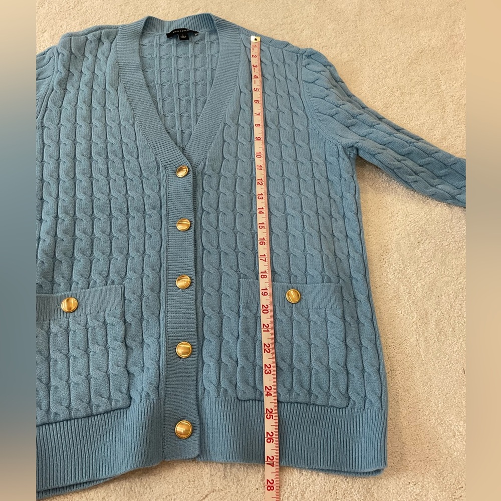Ann Taylor Blue Cable Knit Cardigan Sweater - Picture 7 of 8
